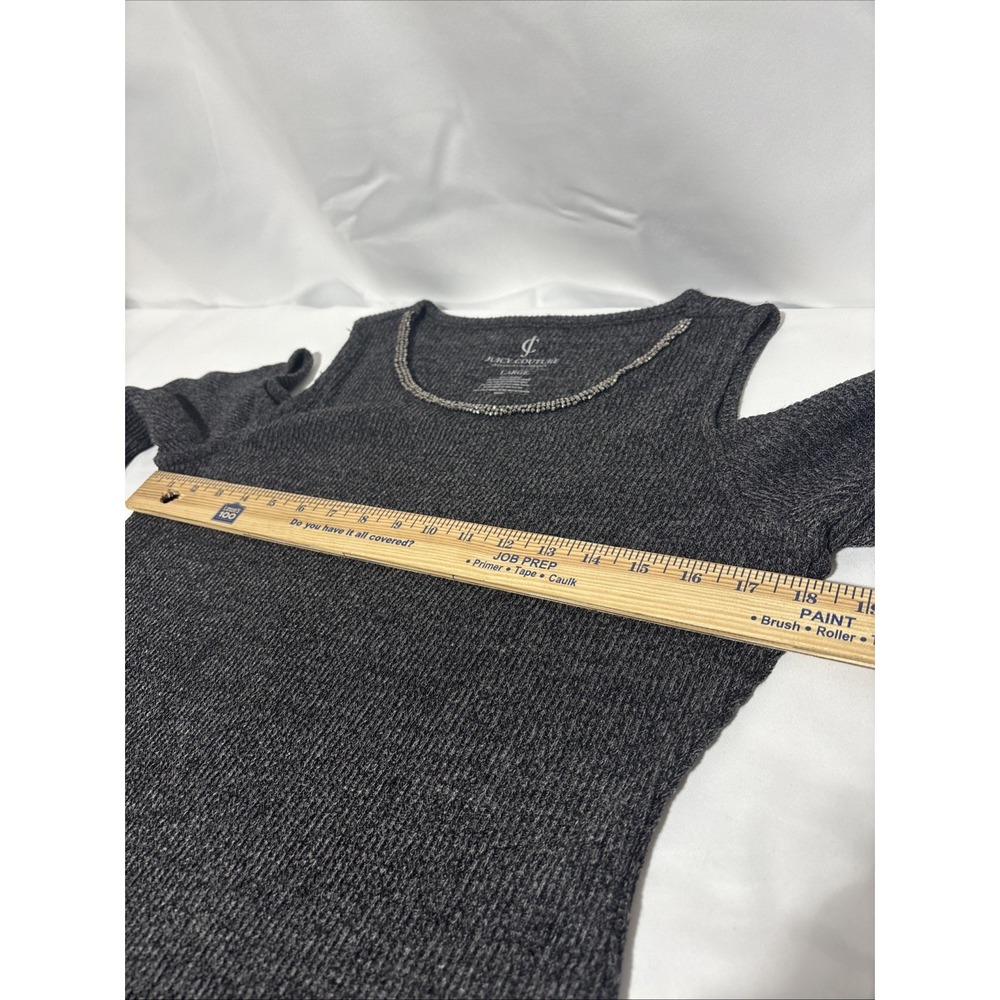 Juicy Couture Women's Dressy Long sleeve Top W/Rhinestones Open Shoulder Size L - Picture 6 of 7